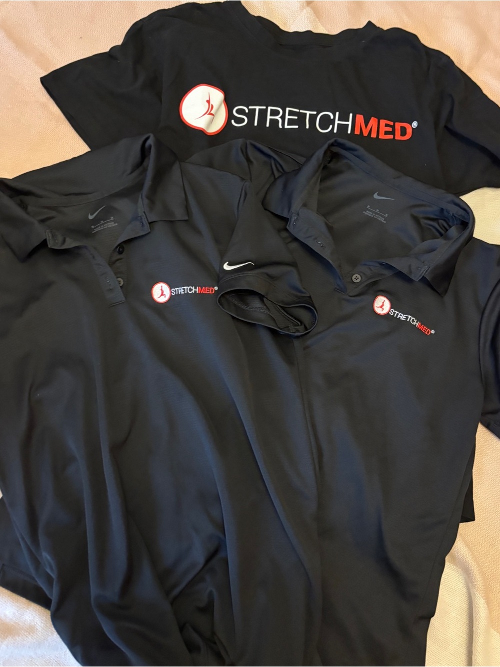 Women’s stretch Bundle Black Polo Shirts with embroidered pocket & sleeve Logo
